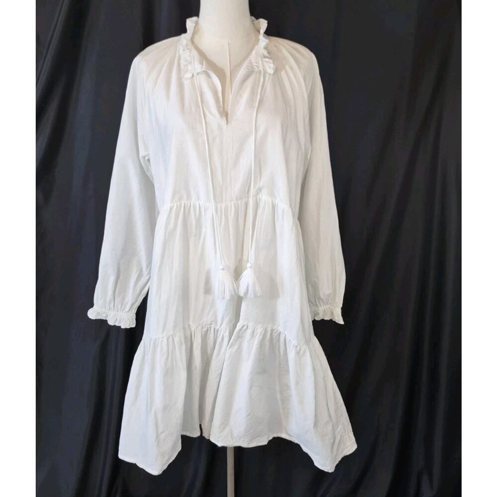 Roller Rabbit Womens White Silk Blend Janni Shift Dress Small
